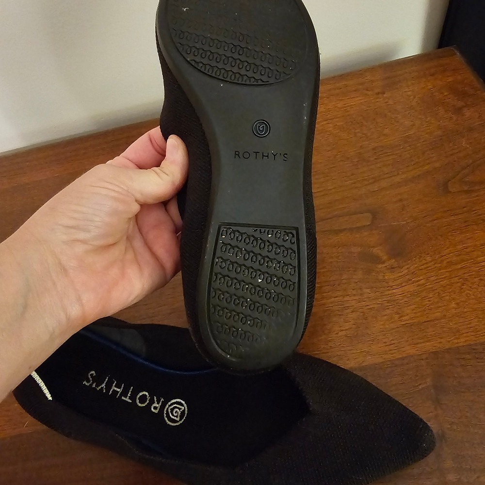 Rothys The Point Black Solid Knit Pointed Toe Flats Womens Size 10 - Picture 7 of 10